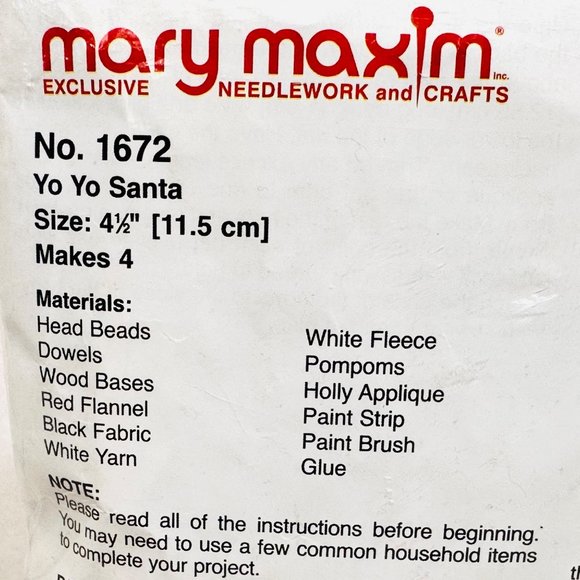 Mary Maxim Yo Yo Santa Kit - Makes 4 - New - Picture 3 of 5